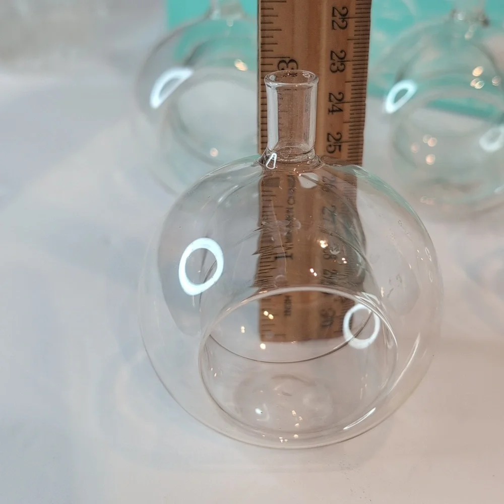 Pretty Set-up Hand Blown Glass Vintage Napkin Rings Flower Vase Set 4